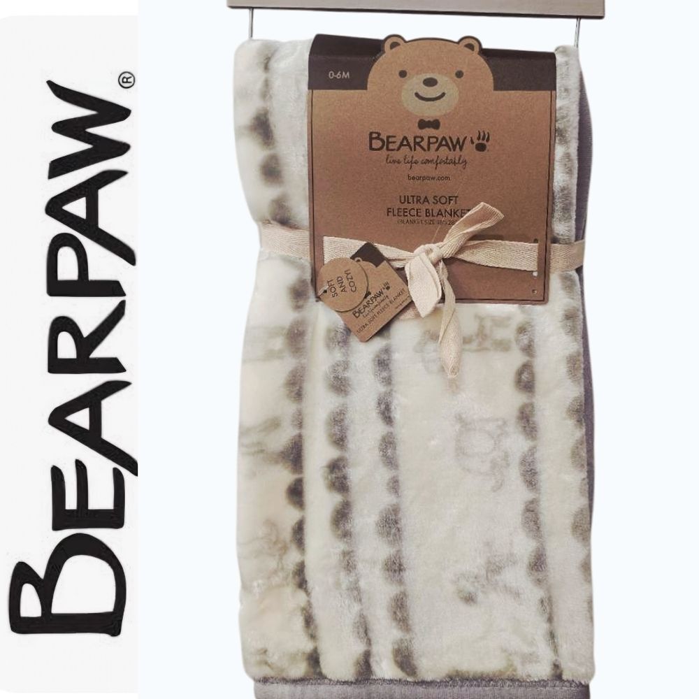 BearPaw Zoo Animals Plush Throw Blanket- Grey